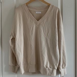 OAK + FORT V-NECK CREAM SWEATER